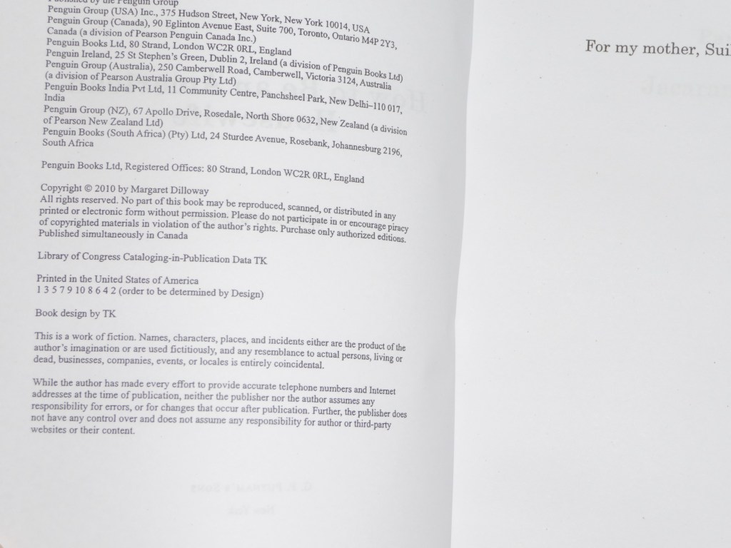 The book with my name and copyright and Putnam's info.